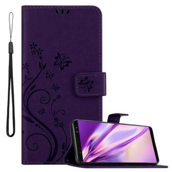 Cadorabo Hoesje geschikt voor Samsung Galaxy NOTE 8 in BLOEMEN DONKER PAARS - Beschermhoes Case Cover Bloemen