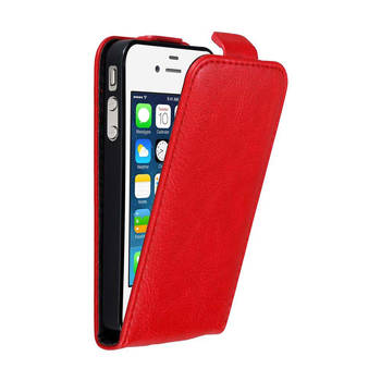 Cadorabo Hoesje geschikt voor Apple iPhone 4 / 4S in APPEL ROOD - Beschermhoes Flip Case Cover magnetische sluiting