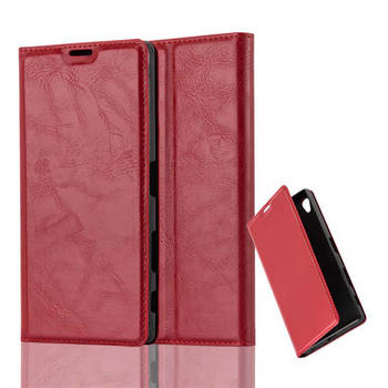 Cadorabo Hoesje geschikt voor Sony Xperia Z5 PREMIUM in APPEL ROOD - Beschermhoes Case magnetische sluiting Cover