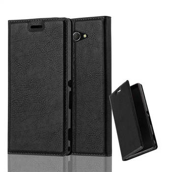 Cadorabo Hoesje geschikt voor Sony Xperia M2 / M2 AQUA in ZWARTE NACHT - Beschermhoes Case magnetische sluiting Cover