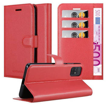 Cadorabo Hoesje geschikt voor Samsung Galaxy A71 4G in KARMIJN ROOD - Beschermhoes Cover magnetische sluiting Case