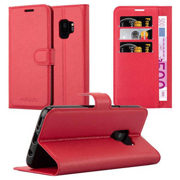 Cadorabo Hoesje geschikt voor Samsung Galaxy S9 in KARMIJN ROOD - Beschermhoes Cover magnetische sluiting Case