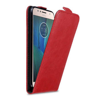 Cadorabo Hoesje geschikt voor Motorola MOTO G5S PLUS in APPEL ROOD - Beschermhoes Flip Case Cover magnetische sluiting