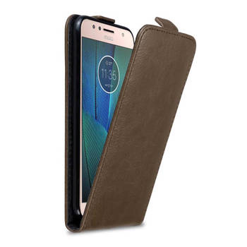 Cadorabo Hoesje geschikt voor Motorola MOTO G5S PLUS in KOFFIE BRUIN - Beschermhoes Flip Case Cover magnetische sluiting