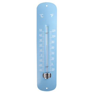 Esschert design thermometer - voor binnen en buiten - lichtblauw - 30 x 7 cm - Celsius/fahrenheit - Buitenthermometers