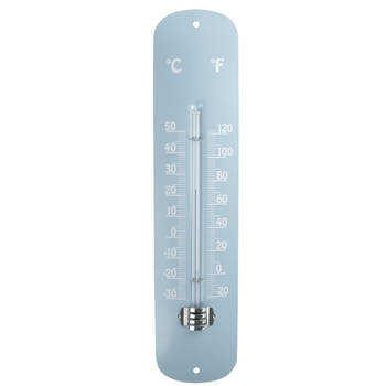 Esschert design thermometer - voor binnen en buiten - ijsblauw - 30 x 7 cm - Celsius/fahrenheit - Buitenthermometers