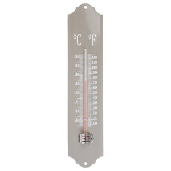 Esschert design thermometer - voor binnen en buiten - beton grijs - 30 x 7 cm - Celsius/fahrenheit - Buitenthermometers