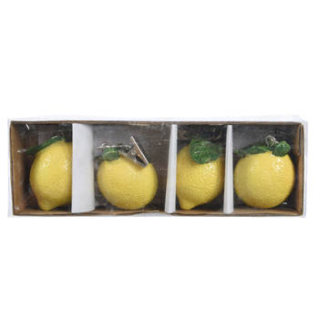 Decoris tafelkleedgewichten - 4x - citroen - kunststeen - geel - Tafelkleedgewichten