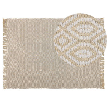 Beliani POZANTI - Laagpolig-Beige-Katoen, Jute