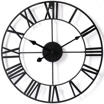 Goliving Wandklok Industrieel - Stil uurwerk - Moderne wandklok - Metaal - Ø 60 cm - Zwart