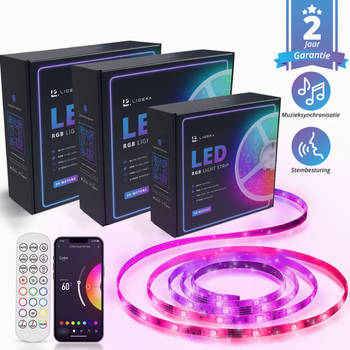 Lideka - LED Strip 50m (20+20+10) RGB - Afstandsbediening - Gaming Lichtstrip met App - 1020 LEDs - Zelfklevend Licht
