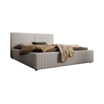 Meubella Tweepersoonsbed Infinity - Grijs - Fluffy ribstof - 160x200 cm