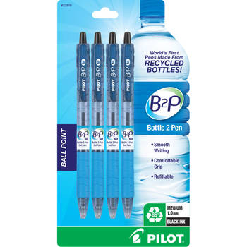 Pilot B2P Ecoball Balpen flow pack - Medium - Blauw - 4 stuks