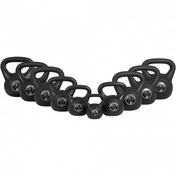 Gorilla Sports Kettlebell set van 113 kg - Kunststof - Zwart - 10 kettlebells - 2 tot 20 kg