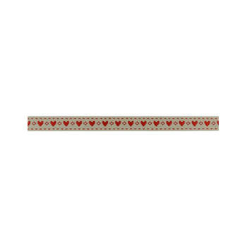 Band hartjes 15mm beige met rood