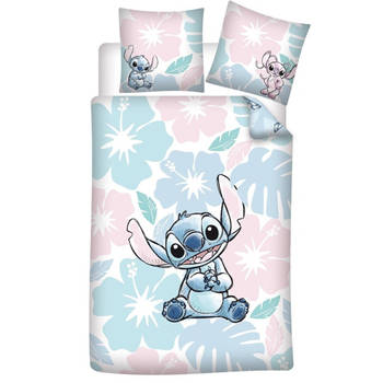 Disney Lilo & Stitch Dekbedovertrek, Tropical Flowers - Eenpersoons - 140 x 200 cm - Polykatoen