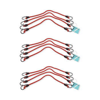 Duurzame 12 stuks Spinbinders voor Fiets - Rood - Betrouwbare Bevestiging - elastiek,metaal,rubber - Lengte:45cm