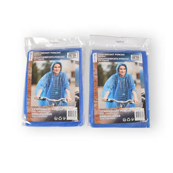 Blauwe Waterdichte Regenponcho Set - Lichtgewicht Regenkleding voor Ultieme Bescherming - Met Capuchon: 130cm, Kunststof