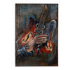 Clayre & Eef 3D Schilderijen metaal 60x90 cm Bruin Blauw Ijzer Gitaar Muurdecoratie Bruin Muurdecoratie