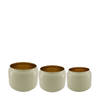 DKNC - Plantenbak Recife - ijzer - 36x36x33 cm - Set van 3 - Cream