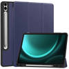 Basey Samsung Galaxy Tab S9 FE Plus Hoesje Kunstleer Hoes Case Cover -Donkerblauw
