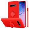 Cadorabo Hoesje geschikt voor Samsung Galaxy S10 4G in LIQUID ROOD - Beschermhoes van TPU silicone Case Cover met ring