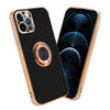 Cadorabo Hoesje geschikt voor Apple iPhone 12 PRO in Glossy Zwart - Goud - Beschermhoes Camerabescherming magnetische