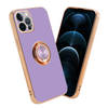 Cadorabo Hoesje geschikt voor Apple iPhone 12 PRO in Glossy Licht Paars - Goud - Beschermhoes Camerabescherming