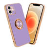 Cadorabo Hoesje geschikt voor Apple iPhone 12 MINI in Glossy Licht Paars - Goud - Beschermhoes Camerabescherming