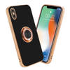 Cadorabo Hoesje geschikt voor Apple iPhone X / XS in Glossy Zwart - Goud - Beschermhoes Camerabescherming magnetische