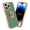 Cadorabo Hoesje geschikt voor Apple iPhone 14 PRO in Glossy Licht Groen - Goud - Beschermhoes Camerabescherming