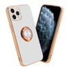 Cadorabo Hoesje geschikt voor Apple iPhone 11 PRO MAX in Glossy Wit - Goud - Beschermhoes Camerabescherming magnetische