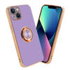 Cadorabo Hoesje geschikt voor Apple iPhone 14 in Glossy Licht Paars - Goud - Beschermhoes Camerabescherming magnetische