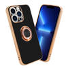 Cadorabo Hoesje geschikt voor Apple iPhone 13 PRO in Glossy Zwart - Goud - Beschermhoes Camerabescherming magnetische