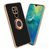 Cadorabo Hoesje geschikt voor Huawei MATE 20 in Glossy Zwart - Goud - Beschermhoes Camerabescherming magnetische