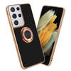 Cadorabo Hoesje geschikt voor Samsung Galaxy S21 ULTRA in Glossy Zwart - Goud - Beschermhoes Camerabescherming