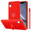 Cadorabo Hoesje geschikt voor Apple iPhone XR in LIQUID ROOD - Beschermhoes van TPU silicone Case Cover met ring
