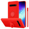 Cadorabo Hoesje geschikt voor Samsung Galaxy S10 5G in LIQUID ROOD - Beschermhoes van TPU silicone Case Cover met ring