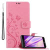 Cadorabo Hoesje geschikt voor LG X POWER in BLOEMEN ROZE - Beschermhoes Case Cover Bloemen magnetische sluiting