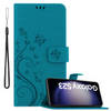 Cadorabo Hoesje geschikt voor Samsung Galaxy S23 in BLOEMEN BLAUW - Beschermhoes Case Cover Bloemen magnetische sluiting