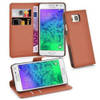 Cadorabo Hoesje geschikt voor Samsung Galaxy ALPHA in CHOCOLADE BRUIN - Beschermhoes Cover magnetische sluiting Case