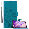 Cadorabo Hoesje geschikt voor Samsung Galaxy A03s in BLOEMEN BLAUW - Beschermhoes Case Cover Bloemen magnetische