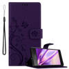 Cadorabo Hoesje geschikt voor Sony Xperia XZ1 in BLOEMEN DONKER PAARS - Beschermhoes Case Cover Bloemen magnetische