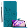 Cadorabo Hoesje geschikt voor Samsung Galaxy A12 / M12 in BLOEMEN BLAUW - Beschermhoes Case Cover Bloemen magnetische