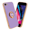 Cadorabo Hoesje geschikt voor Apple iPhone 7 / 7S / 8 / SE 2020 in Glossy Licht Paars - Goud - Beschermhoes