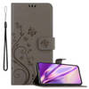 Cadorabo Hoesje geschikt voor Samsung Galaxy A60 / M40 in BLOEMEN GRIJS - Beschermhoes Case Cover Bloemen magnetische