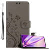 Cadorabo Hoesje geschikt voor Samsung Galaxy S10 PLUS in BLOEMEN GRIJS - Beschermhoes Case Cover Bloemen magnetische