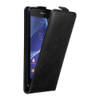 Cadorabo Hoesje geschikt voor Sony Xperia Z2 in ZWARTE NACHT - Beschermhoes Flip Case Cover magnetische sluiting