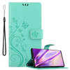 Cadorabo Hoesje geschikt voor Samsung Galaxy NOTE 10 in BLOEMEN TURKOOIS - Beschermhoes Case Cover Bloemen magnetische