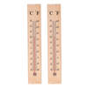 Thermometer - 2x - voor binnen en buiten - hout - 40 x 7 cm - Celsius/Fahrenheit - Buitenthermometers